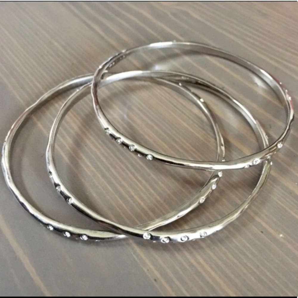 Stella & Dot | Silver + Crystal Retired Rhea Bracelet Set of 3 - Picture 2 of 5